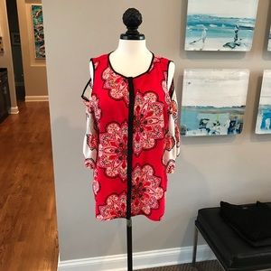 Chico’s Cold Shoulder - Red Print Blouse.